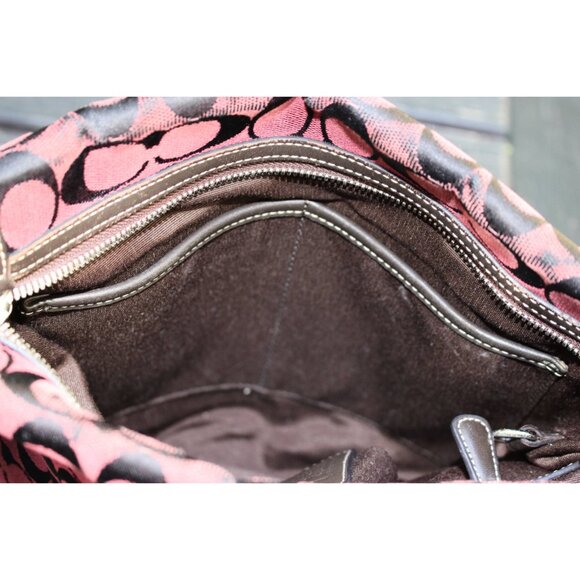 Coach Vintage Y2K - Signature and Leather Bucket Bag 6076 in Bordeaux Jacquard - Picture 8 of 14